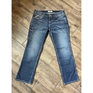 ARIAT‎ Women's Work Jeans Rebar Straight Mid Rise Jeans Blue 32R